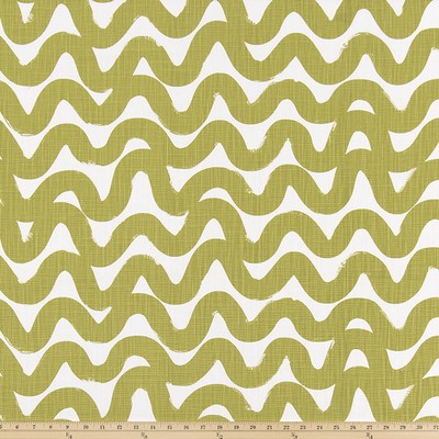 Premier Prints Wavy Pear in Slub Linen White Green Cotton  Blend Wavy Striped   Fabric