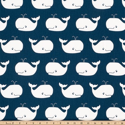 Premier Prints Whale Tales Premier Navy White Twill in Twill Blue cotton  Blend Marine Life   Fabric