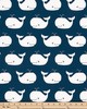Premier Prints Whale Tales Premier Navy/White Twill
