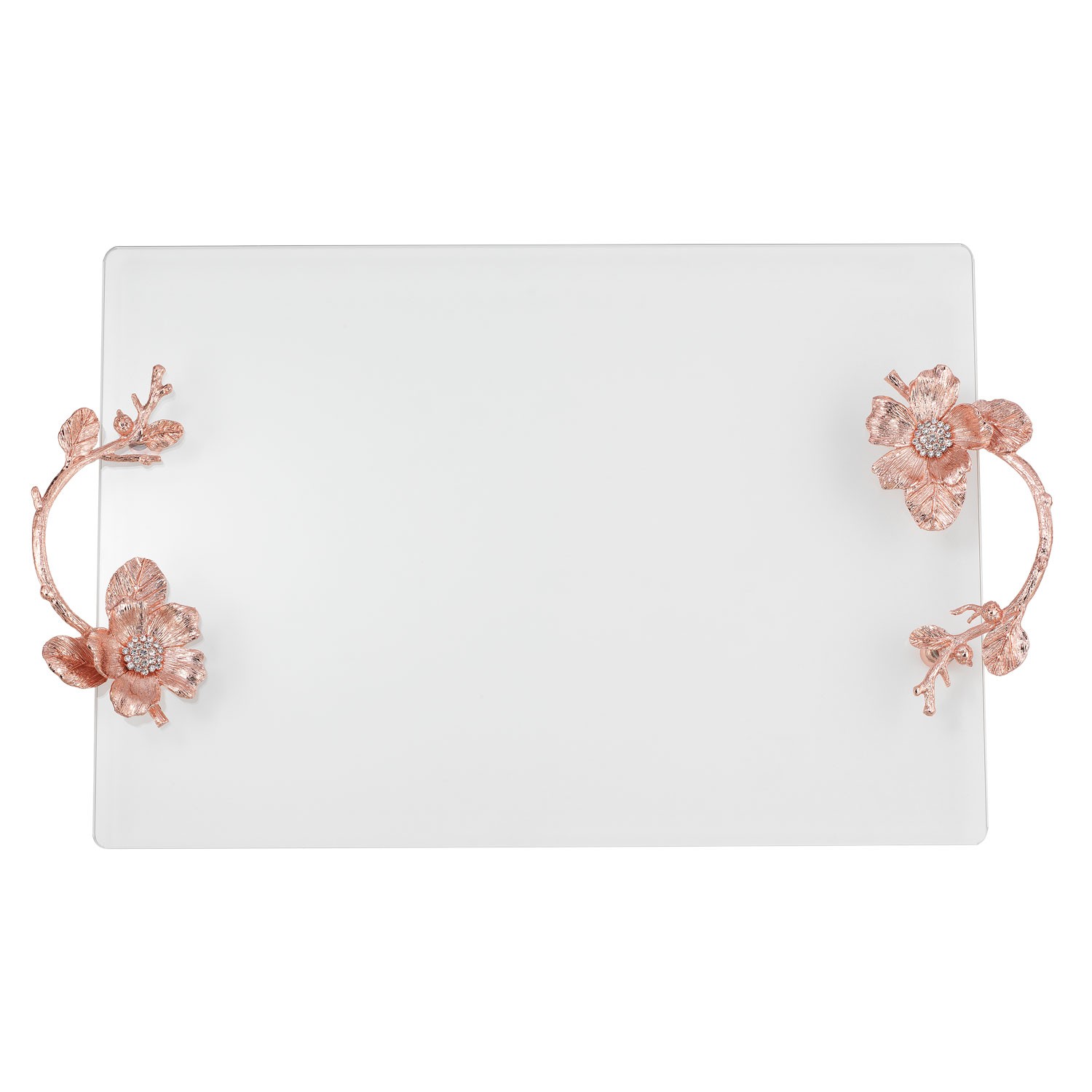 Rose Gold Botanica Glass Tray Accessories