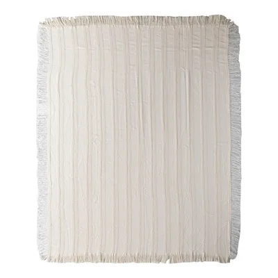Manual Woodworkers and Weavers  Inc Emb0266 Olive- Olive Branch-46x60 2 Lay Thrw White
