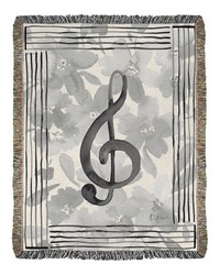 Music Note With Flowers  Treble 2.5 Layer Woven Throw by   