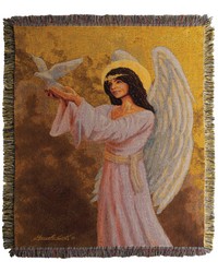 Angel With Dove 50x60 Woven Throw by   