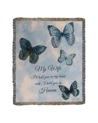Blue Butterflies With Verse 50x60 Throw by   