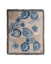 Blue Oysters And Coral 50x60 Throw by   