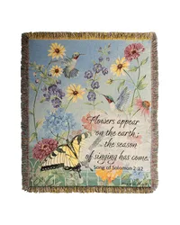 Flowers Appear On The Earth 50x60 Tapestry Throw by   