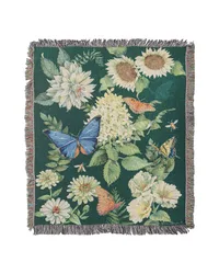 Flutter And Flowers 50x60 Tapestry Throw by   