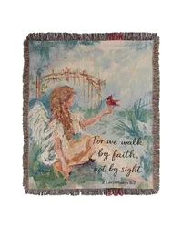 For We Walk By Faith 50x60 Tapestry Throw by   