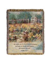 He Makes Me Lie Down 50x60 Tapestry Throw by   