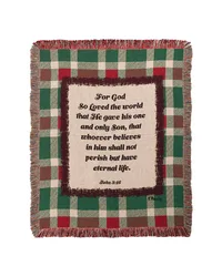 Holiday Plaid With Verse 50x60 Throw by   