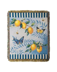 Lemon Blue 50x60 Tapestry Throw by   