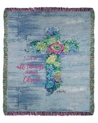 Succulent Cross 50x60 Throw by   
