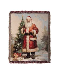 Santa In The Woods 50x60 Throw by   