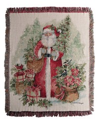 Holly And Pine  Santa 50x60 Woven Throw by   
