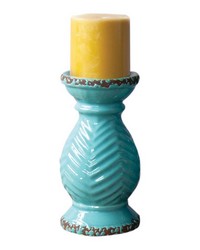 Earth Candle Holder Turquoise Lg Set2 by   