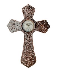 Metal Cross Clock Antique Bronze by   