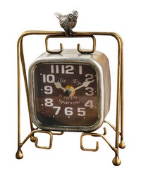 His Eye Is On The Sparrow Square Table Clock by   