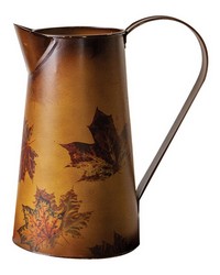 Metal Pitcher Fall Leaves by   