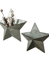 Galvanized Star Wall Pocket Asst Set Of 2 by   