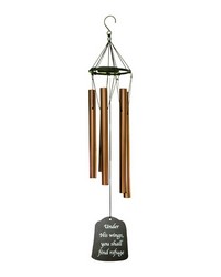 Inspirational Wind Chime Bronze W Cap  You Shall Find Refuge by   