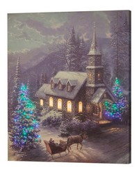 Christmas Sleigh Ride  Kin 16 X 2 Fiber Optic Canvas by   