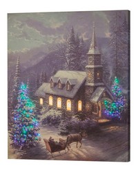 Christmas Sleigh Ride  Kin 16 X 2 Fiber Optic Canvas by  RM Coco 