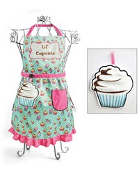 Lil Cupcake Blue Childs Apron & Hand Towel Set by   