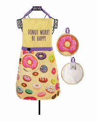 Donut Worry Be Happy Apron With Hand Towel by   