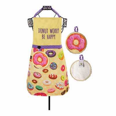  Donut Worry Be Happy Apron With Hand Towel