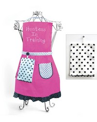 Hostess In Training Pink Childs Apron & Hand Towel Set by   