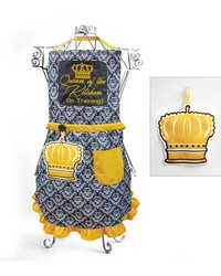 Queen In Training Black & Gold Childs Apron & Handtowel Set by   