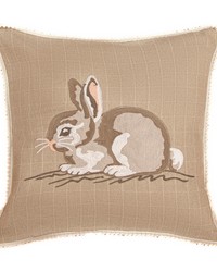 Embroidered Bunny Pillow 18 X 18 by   
