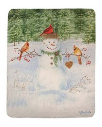 Happy Snowman 50x60 Sherpa Fleece Js by   