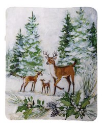 Seasons Frost Deer Family 50x60 Sherpa Fleece by   
