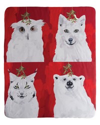 White Christmas Animals 50x60 Sherpa Fleece by   