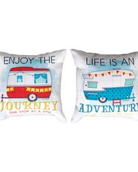 Happy Campers  Enjoy The Journey/life Is Adventure 12 Climaweave Pillow by   
