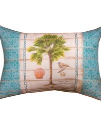 Palm Tree Blues Scallop 18x13 Climaweave Pillow by   
