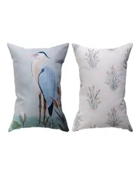 Herons Lilly Pad And Cat Tails 13x18 Climaweave Pillow by   