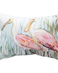 Coastal Shores-spoonbills 18x13 Climaweave Pillow by   