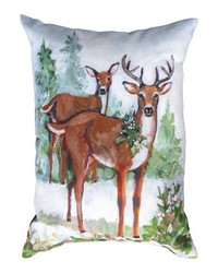 Season's Frost - Two Deer 18x13 Climaweave Pillow by  York Wallcovering 