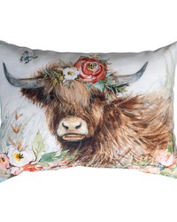 Bloom Highland Cow 18x13 Climaweave Pillow by   