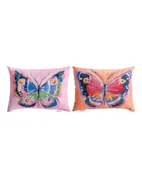Vivid Florals Butterflies 18x13 Climaweave Pillow by   