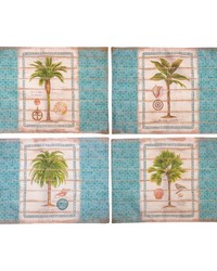 Palm Tree Blues Set Of 4 Placemats by   