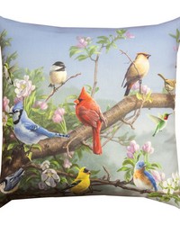 Songbirds In Apple Blossoms 18in Pillow by   