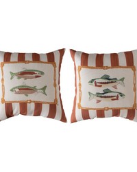 Gone Fishing Brown 18 In Climaweave Pillow by   