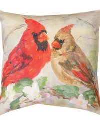 Cardinals In Flowers Rp18 Pillow by   