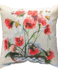 Carnations In Checkered Vase 18x18 Climaweave Pillow by   