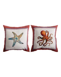 Red Coastal 18x18 Climaweav Pillow by   