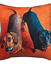 Double Dachsies Dachshund Pillow by   