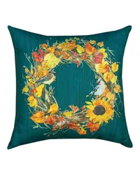 Fall Wreath Waxwings Climaweave Pillow by   